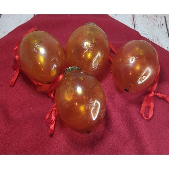 The Unbranded Brand Other - Vtg Kugel Style Lot of 4 Thick Glass Christmas Tree Ornaments‎ Made in India